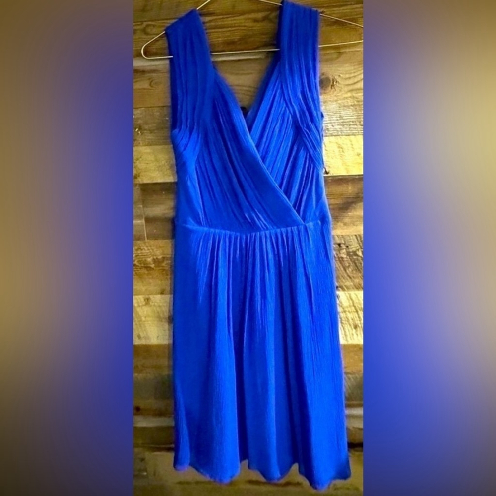 Banana Republic blue silk sleeveless crossover US2 draping party cocktail lined